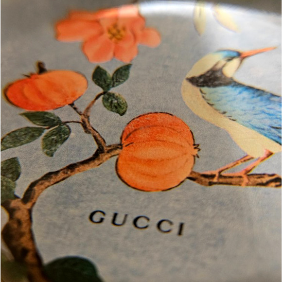 Authentic GUCCI Floral Bird Paperweight with Tian Print Blue Holiday Boxed Gift - Picture 4 of 11